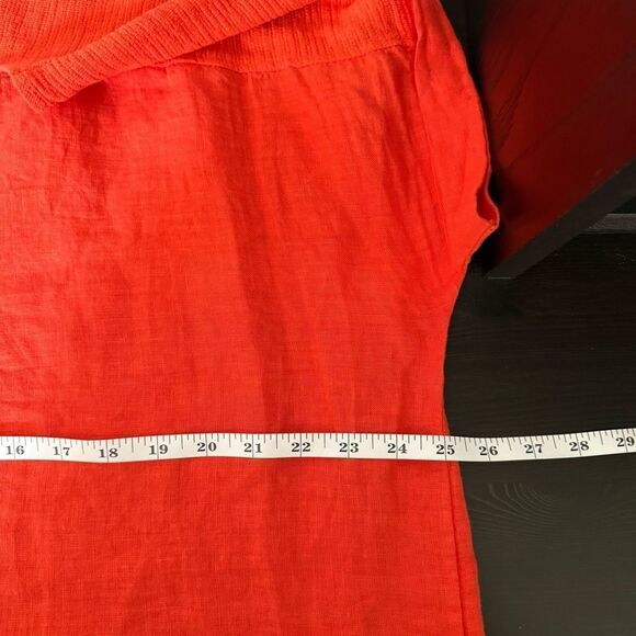 Saiph Lab Blouse Shirt Top Plus 2X Linen Knit Yoke Peasant Boho Solid Orange - Picture 12 of 13